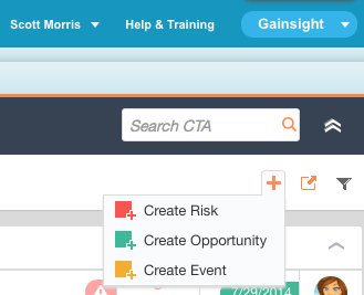 Replace Add CTA Button with Add Risk, Add Opportunity, Add Event