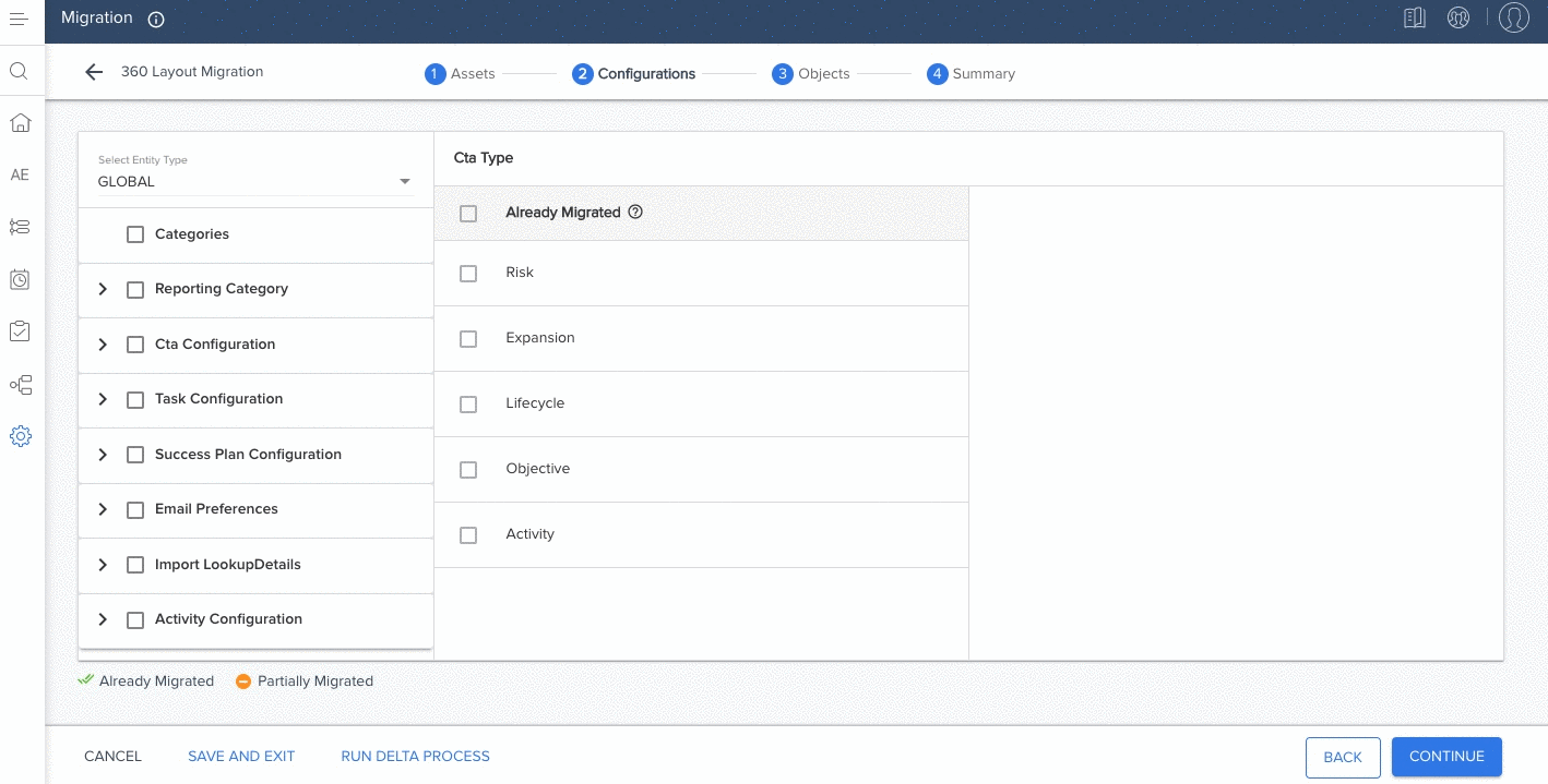 NXT cross org migration select configurations.gif