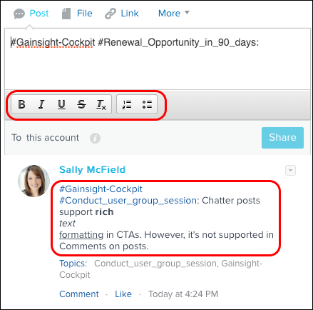 Chatter on Calls to Action