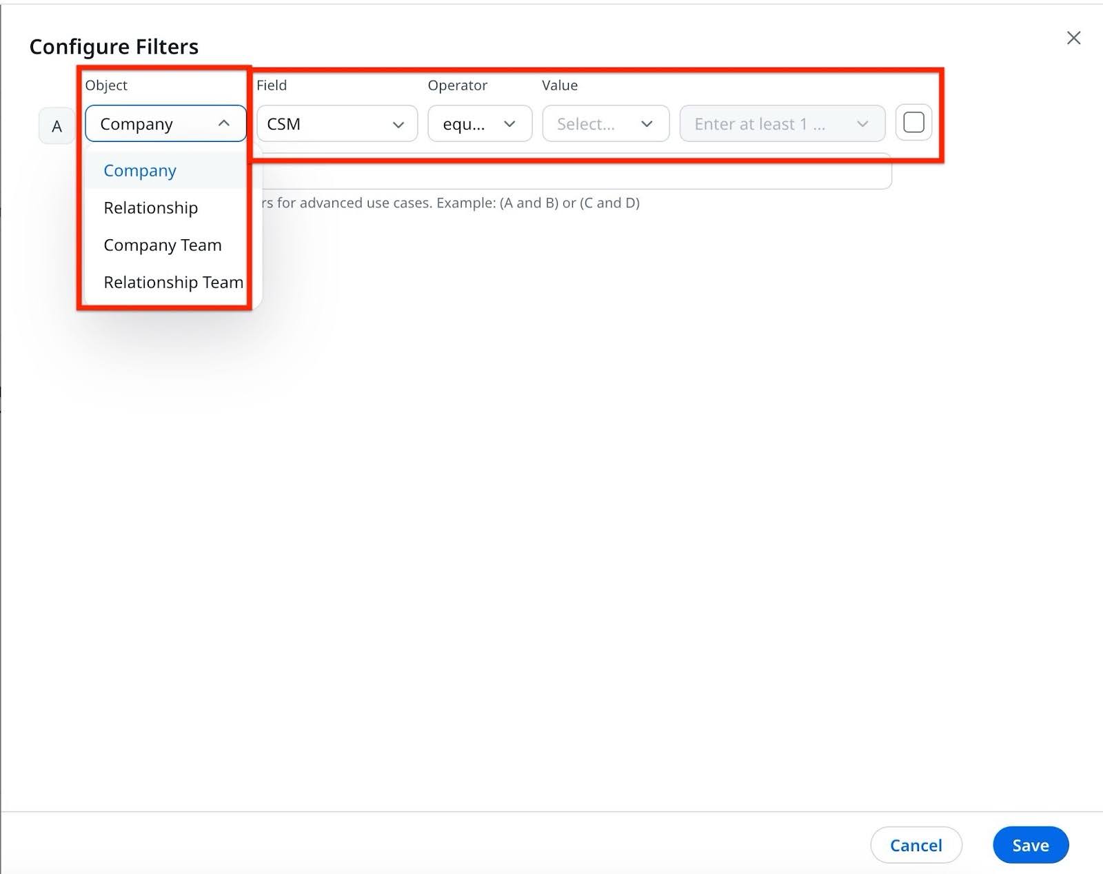 Configuring specific filters for customized data displays and reporting