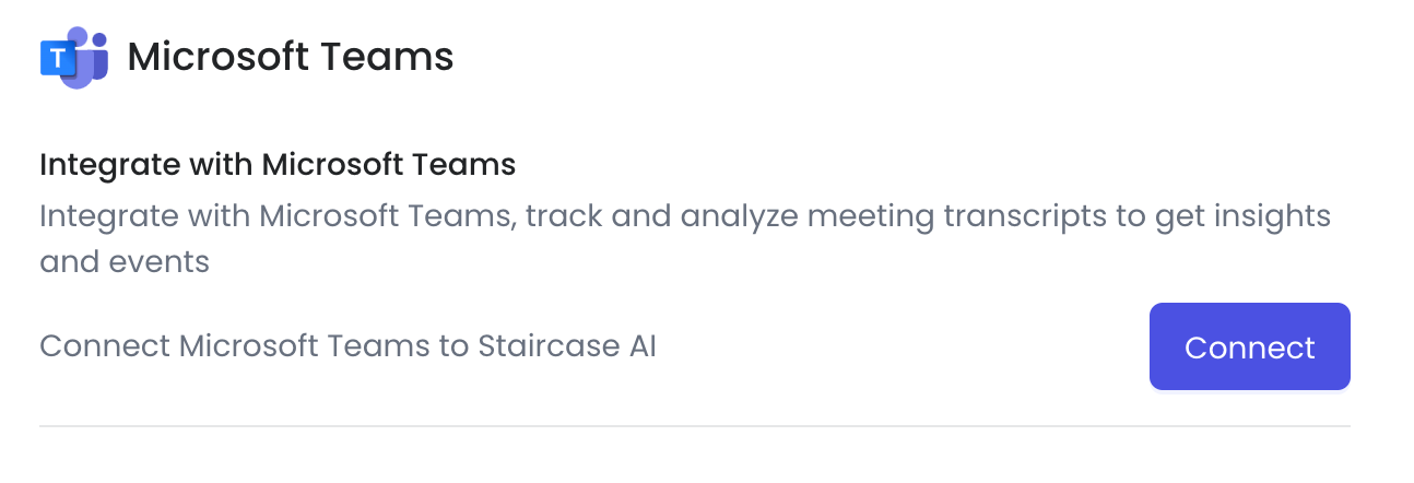 Connect option on microsoft team’s card