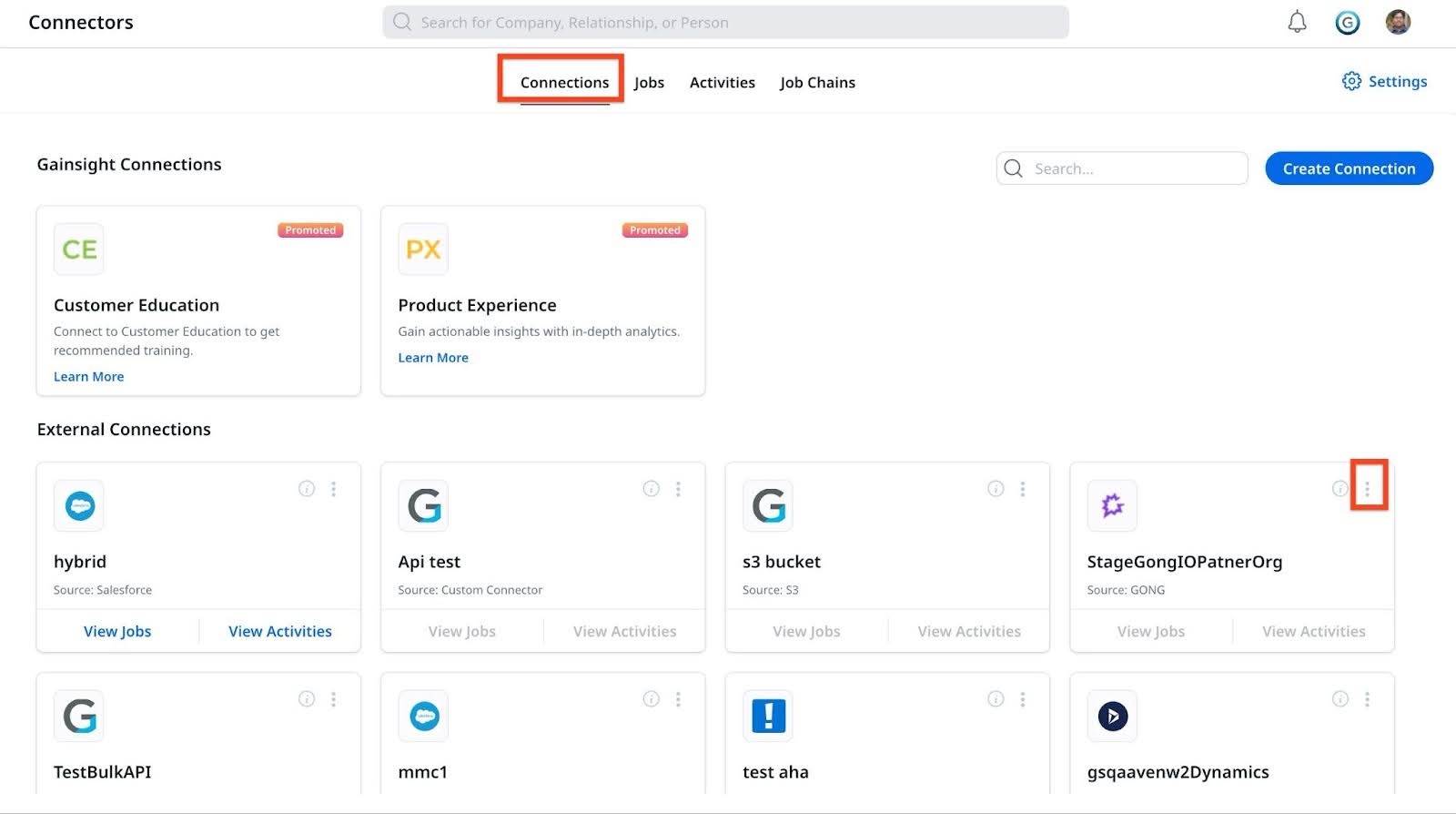 Gong App in Connectors section.
