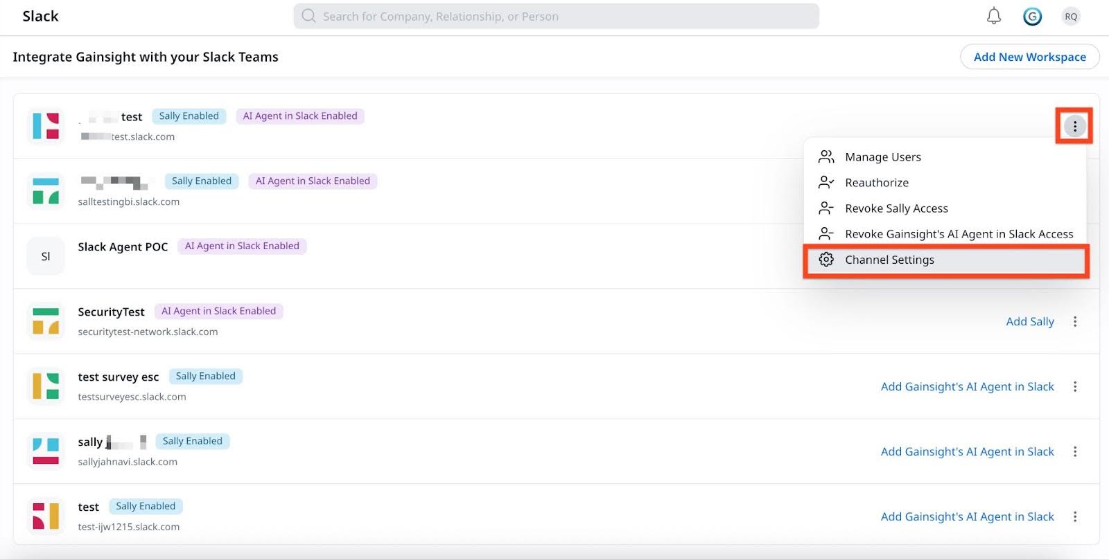 Channel Settings option in three dot menu 
