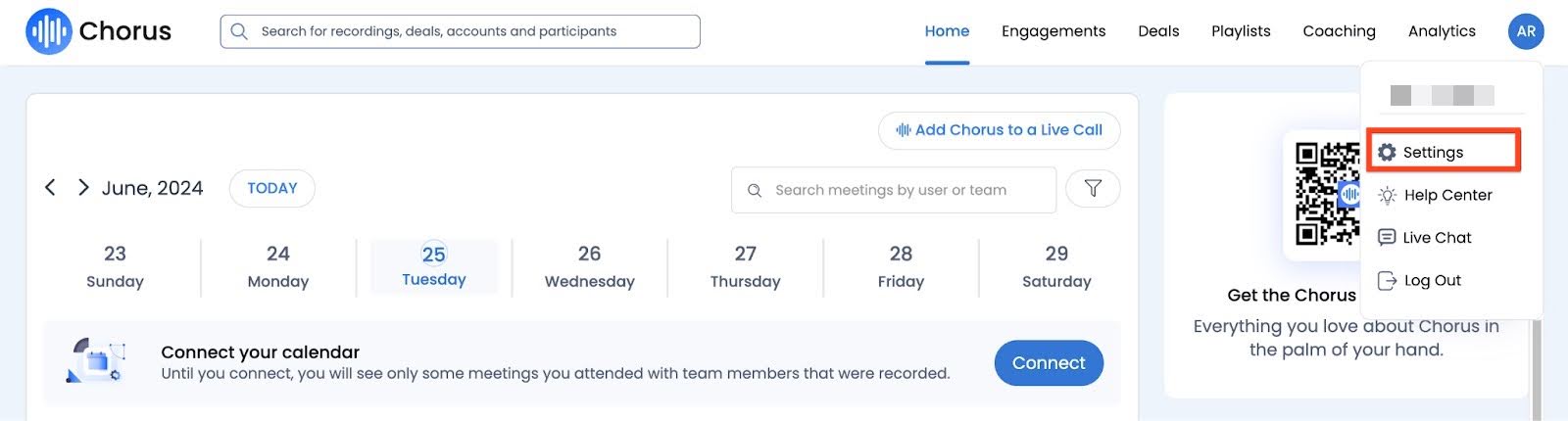 chorus personal Settings.