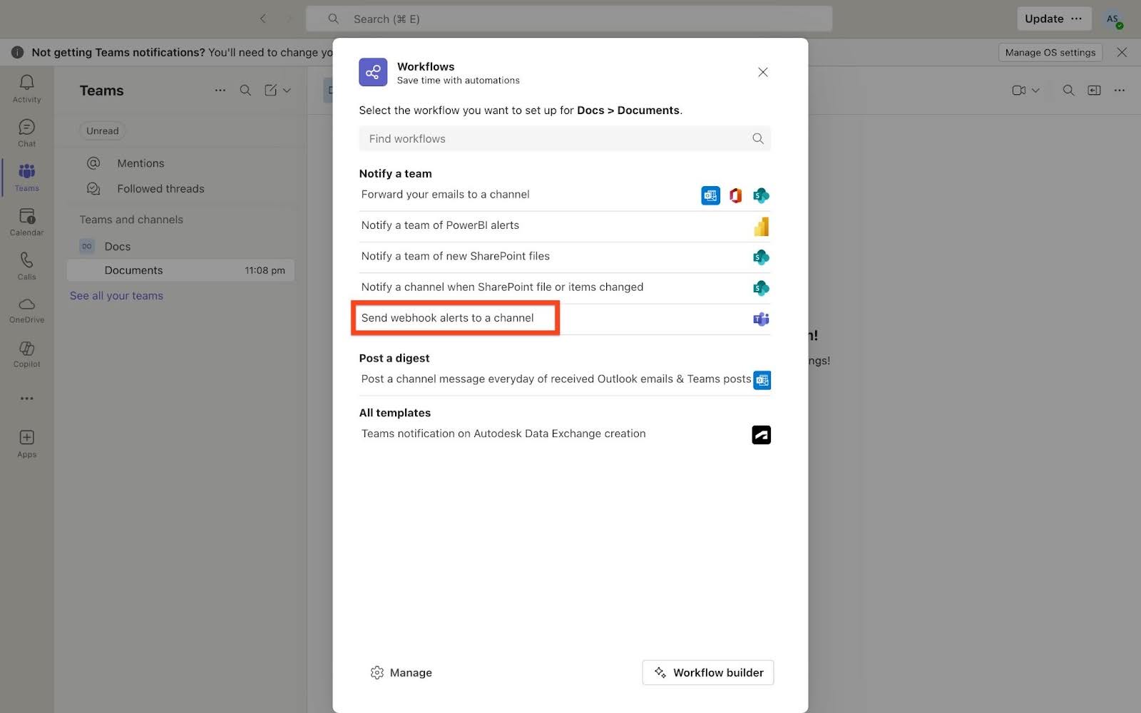Send webhook alerts to a channel.