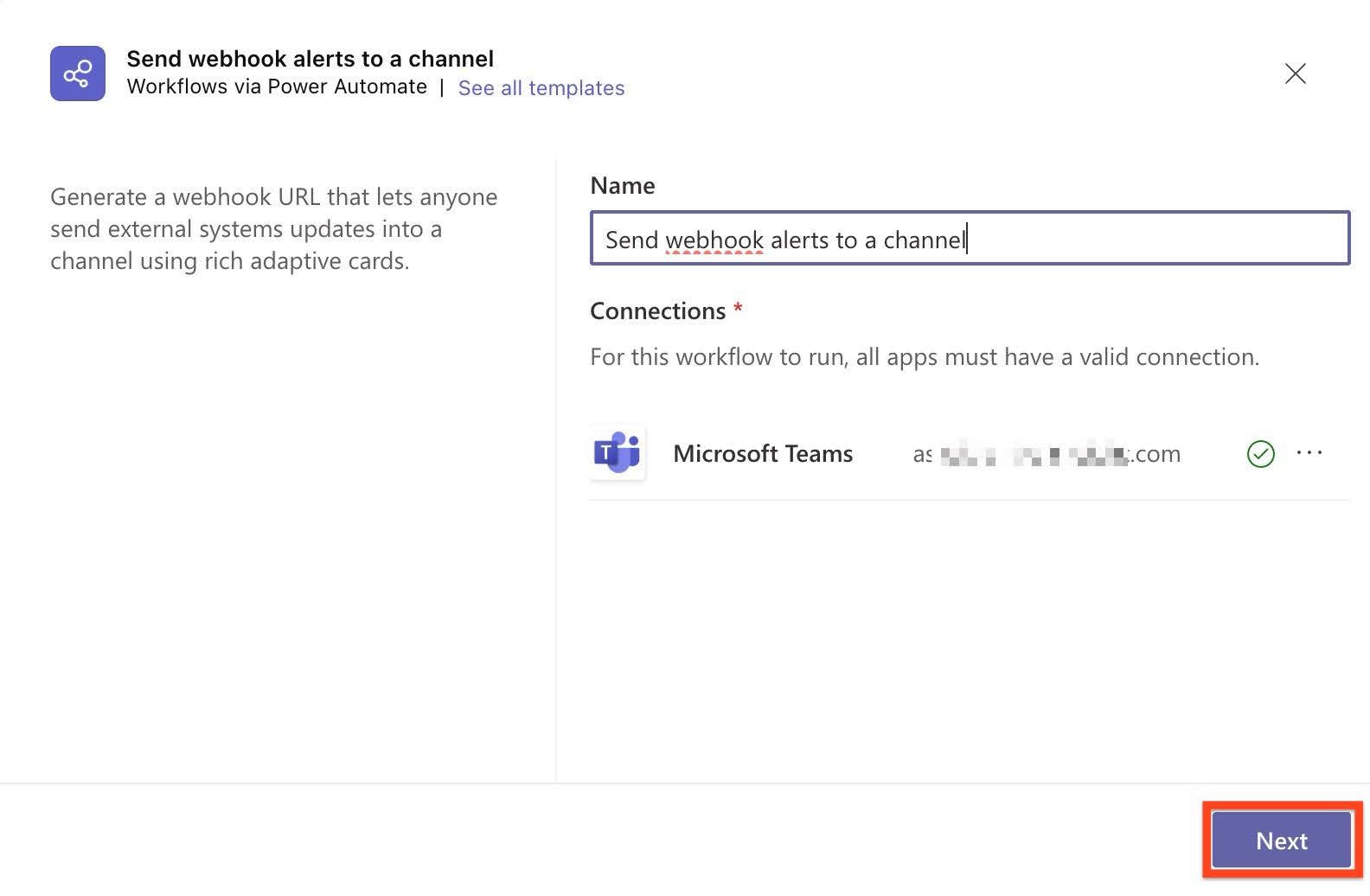 Name field to enter a name for the workflow.