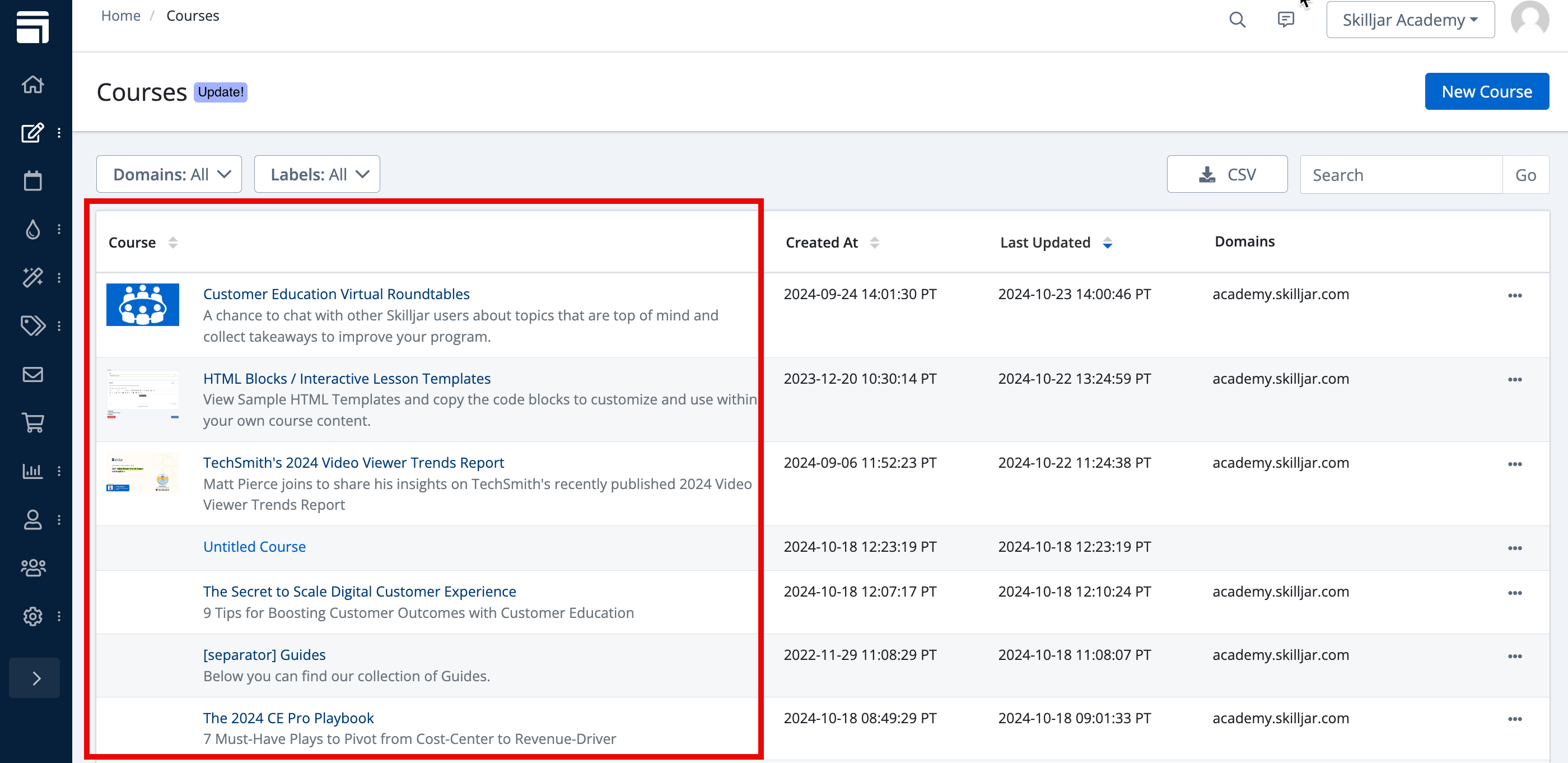 Screenshot showing What is a course?