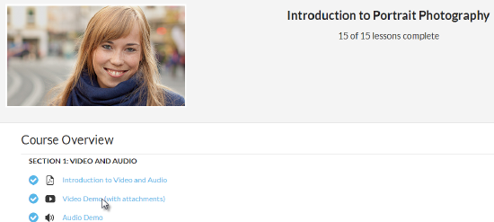 Screenshot showing To stream a video and watch it within the course/lesson: