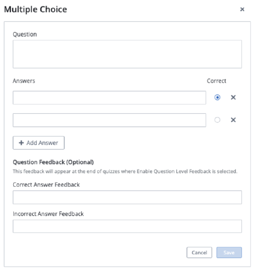 Screenshot showing Multiple Choice