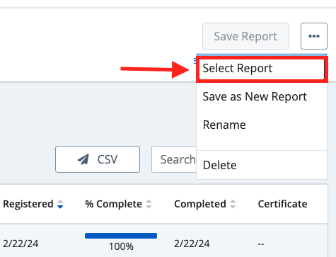 Screenshot showing Selecting and Editing a Saved Report