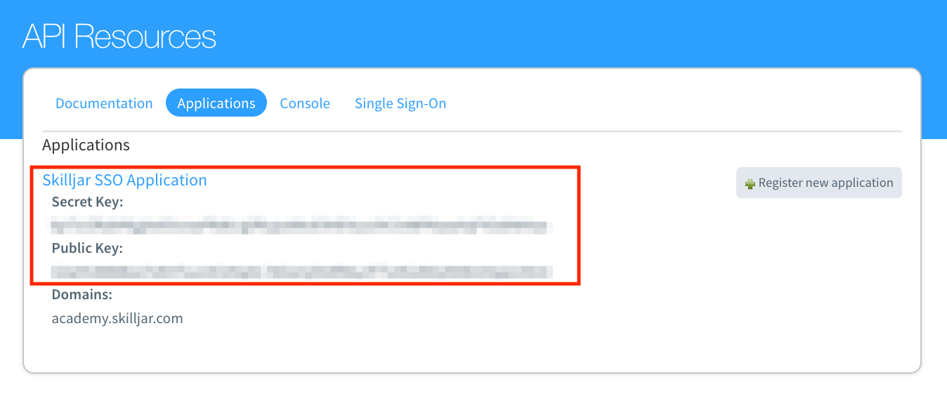 Screenshot showing Skilljar Configuration