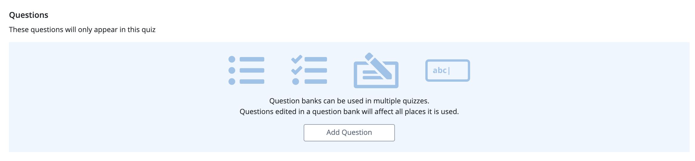 Screenshot showing Creating a Question Bank