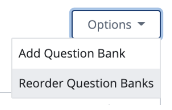 Screenshot showing Reordering Question Banks in a Quiz