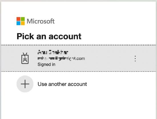 Pick one of given Microsoft accounts or use another account on the Microsoft login page