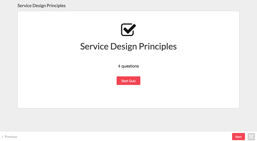 Screenshot showing A student starting a quiz