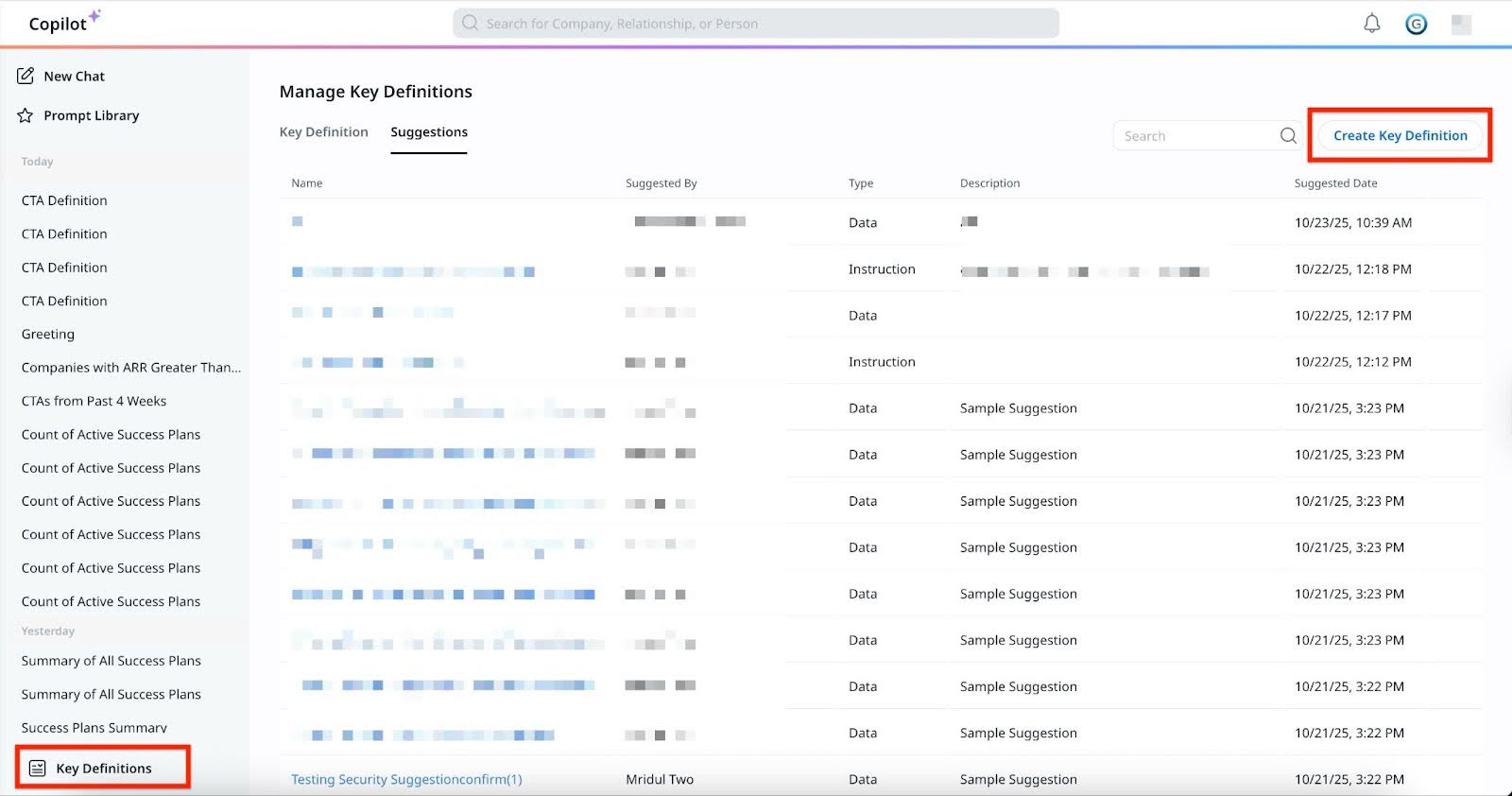Create a New Key Definition