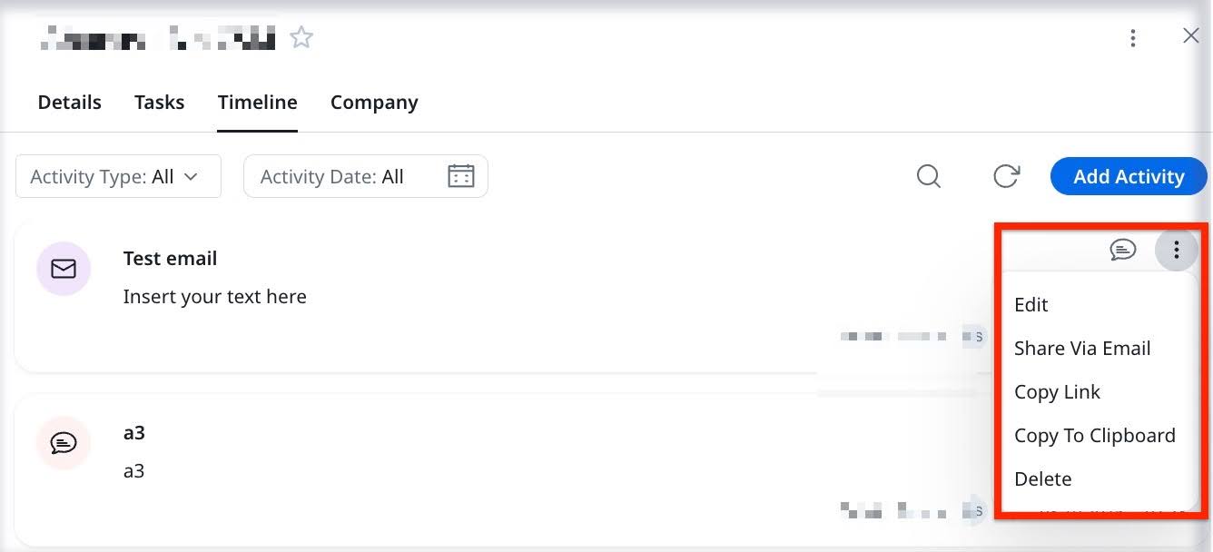 three-dots icon on a logged activity