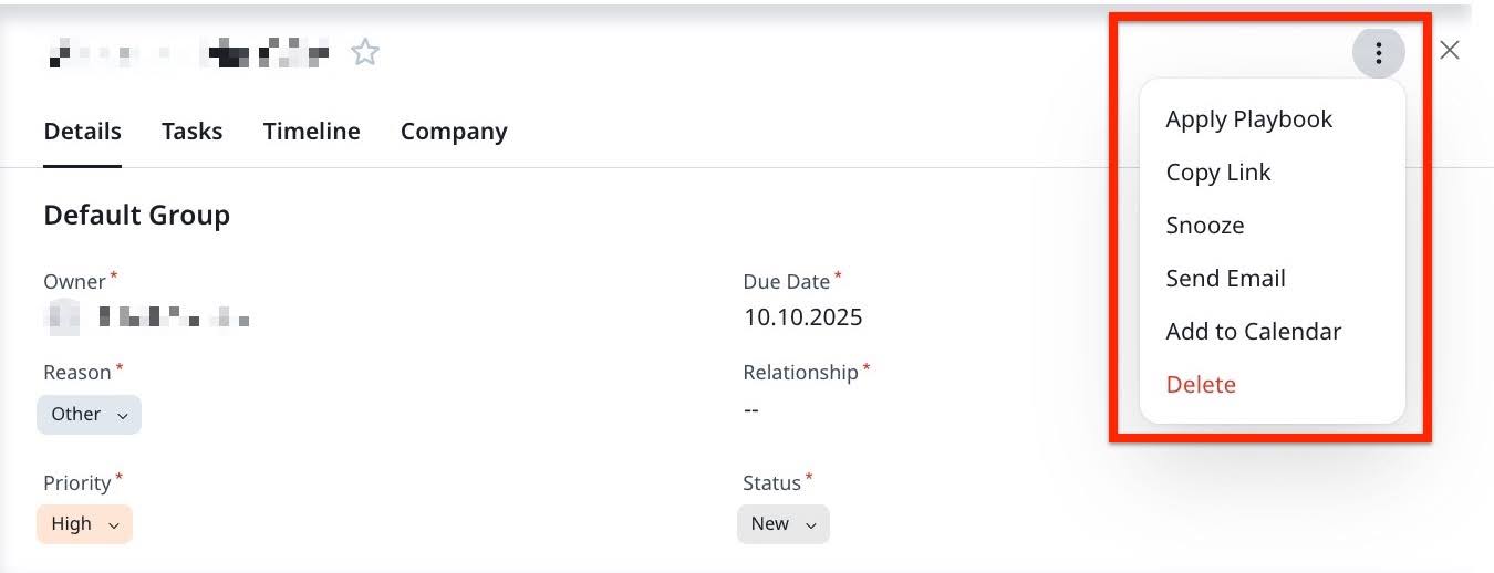 three-dots icon in the top-right corner to access the additional CTA-level actions