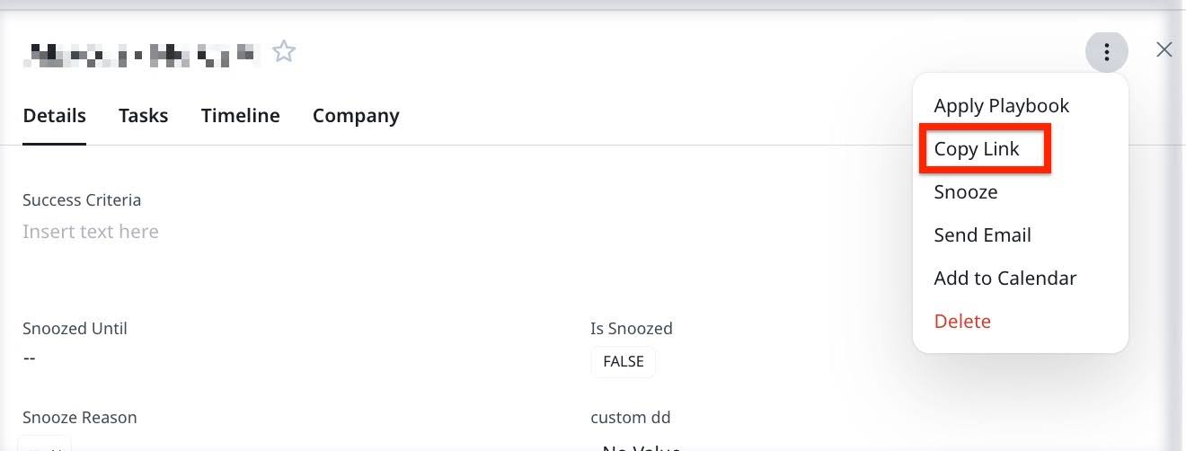 Copy a direct link to a CTA using the Copy Link option, and share it with other Gainsight users to quickly