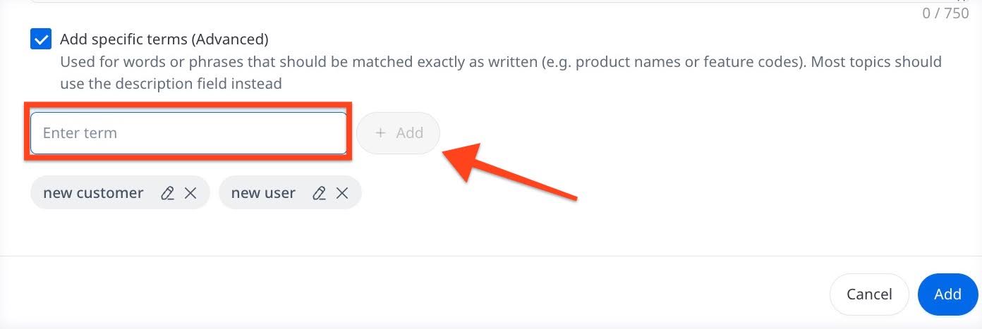 Add specific term or phase.