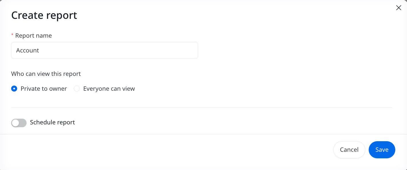 Who can view this report option in create report dialog box.