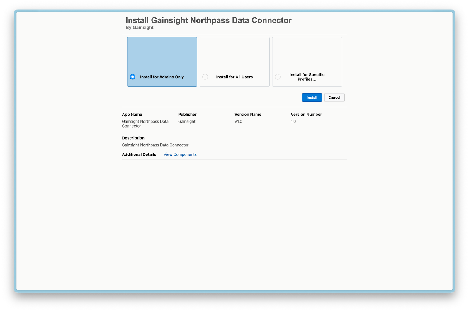 Select “Install for Admins Only” and click Install.