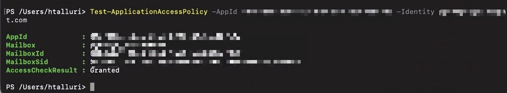 Verify the correct access with the following command