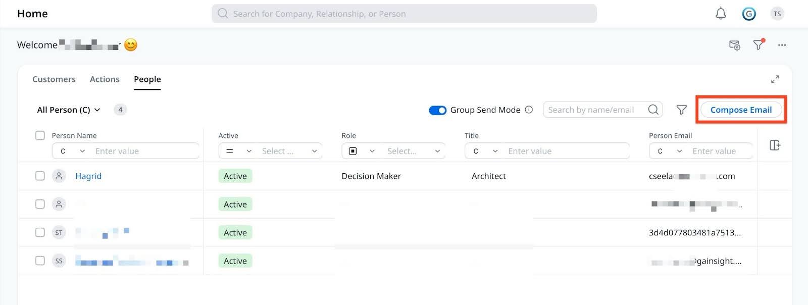 Compose email option in GS home.