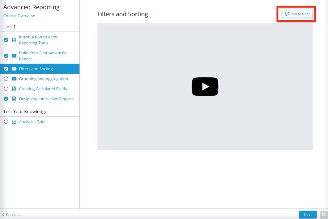 The image shows the Ask AI Tutor button in the top.