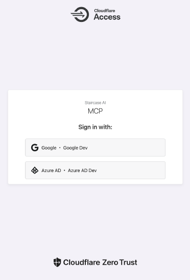 Cloudfare login screen with sign in options.
