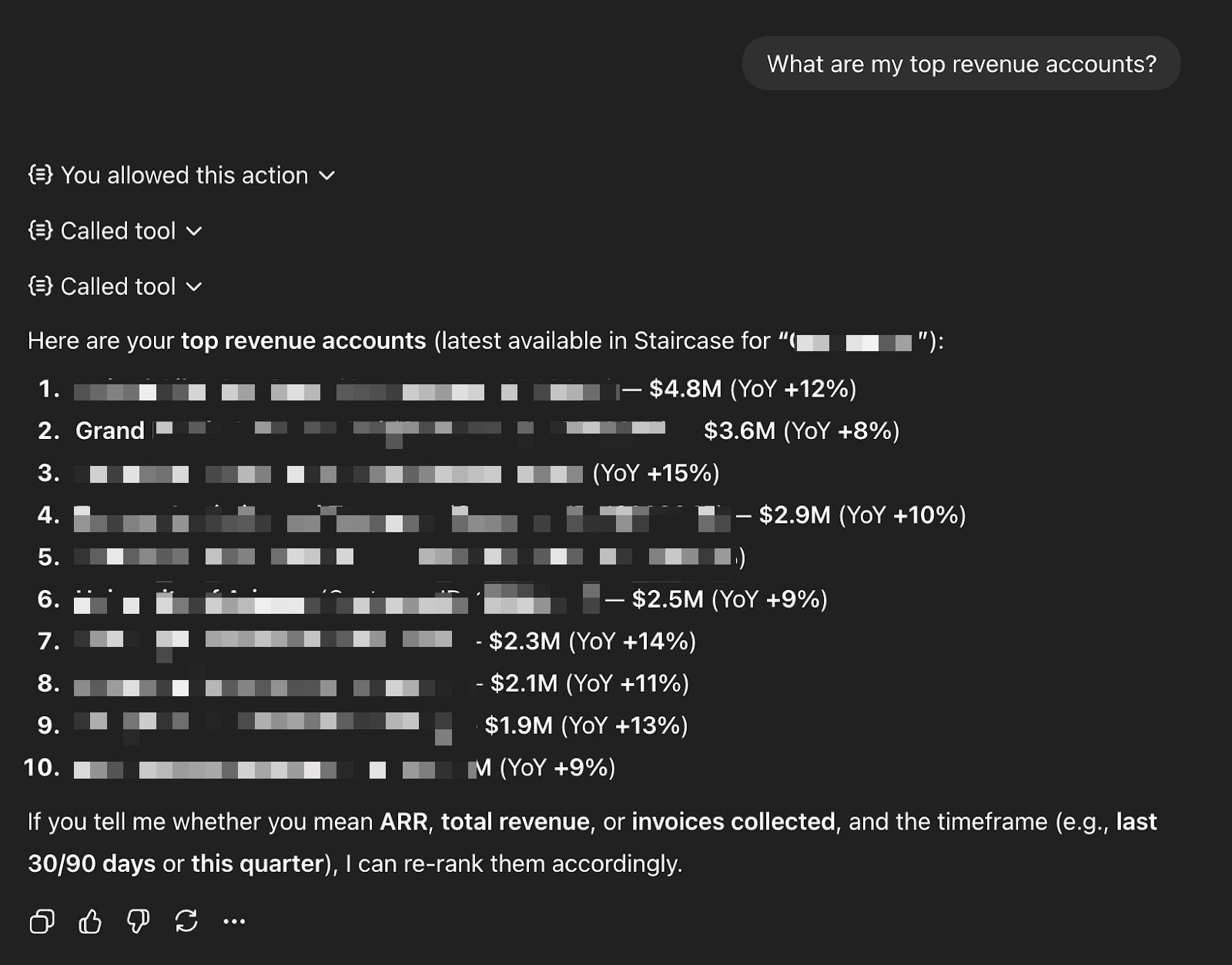 GPT pulling staircase account data.