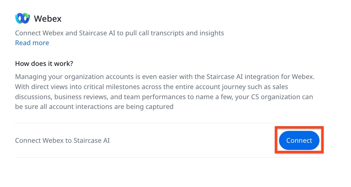 Webex meeting integration card.