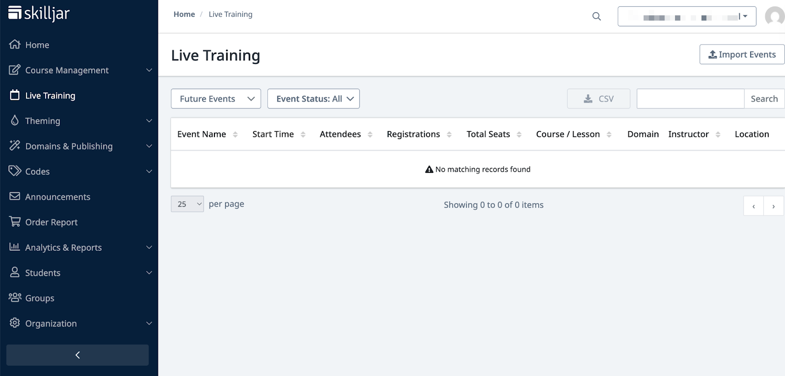 Live Training Page