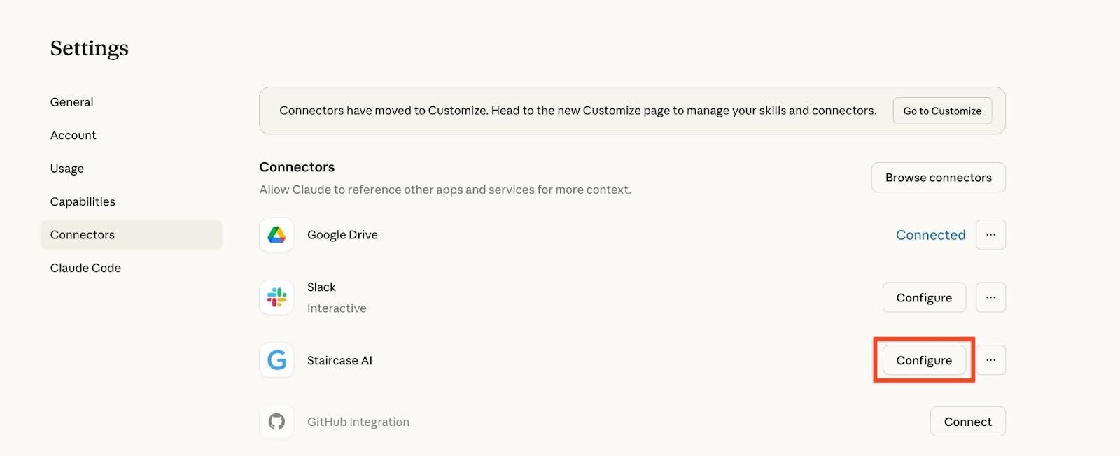 Configure option for Staircase app.