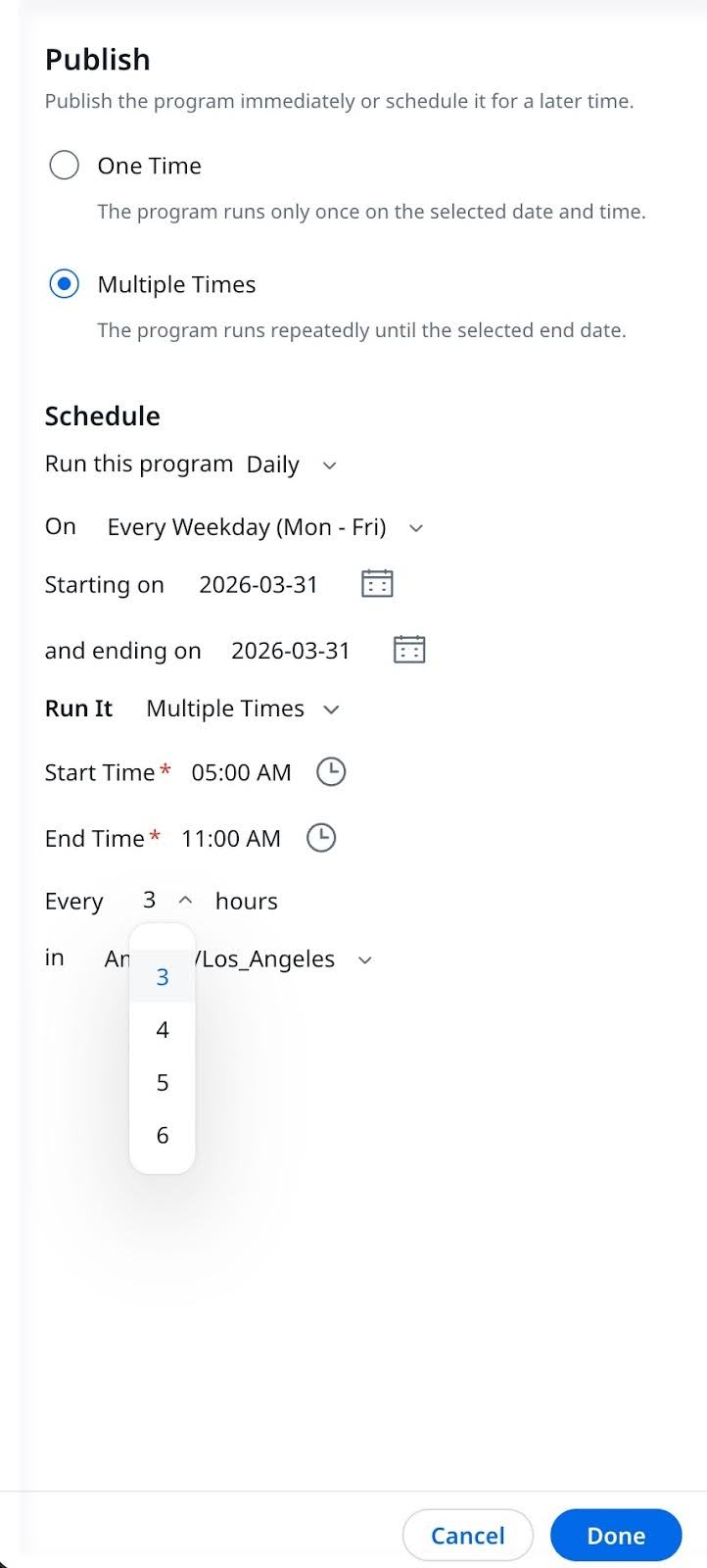 schedule Multi sync program