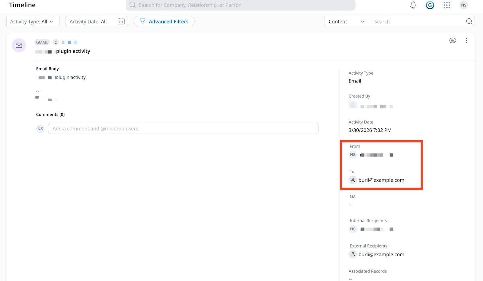 To, and From fields added in Email activity logged using Auto Email Capture