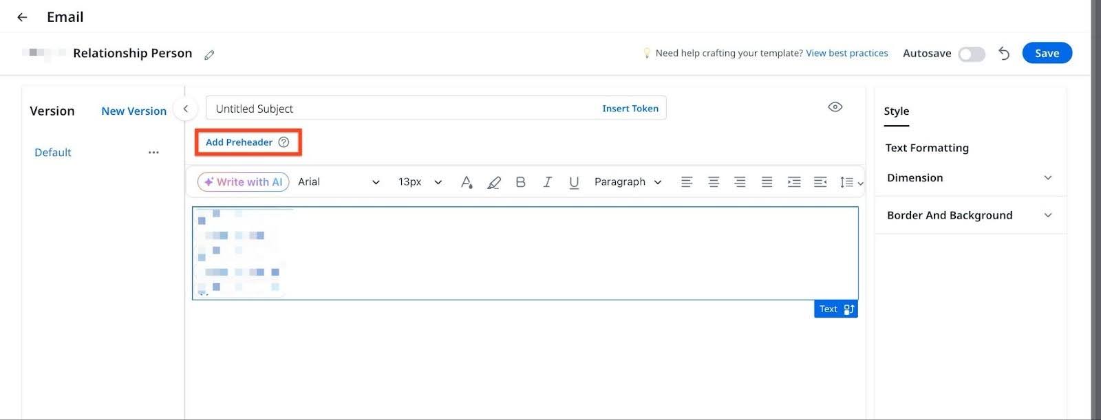 Add Preheader option in Email.