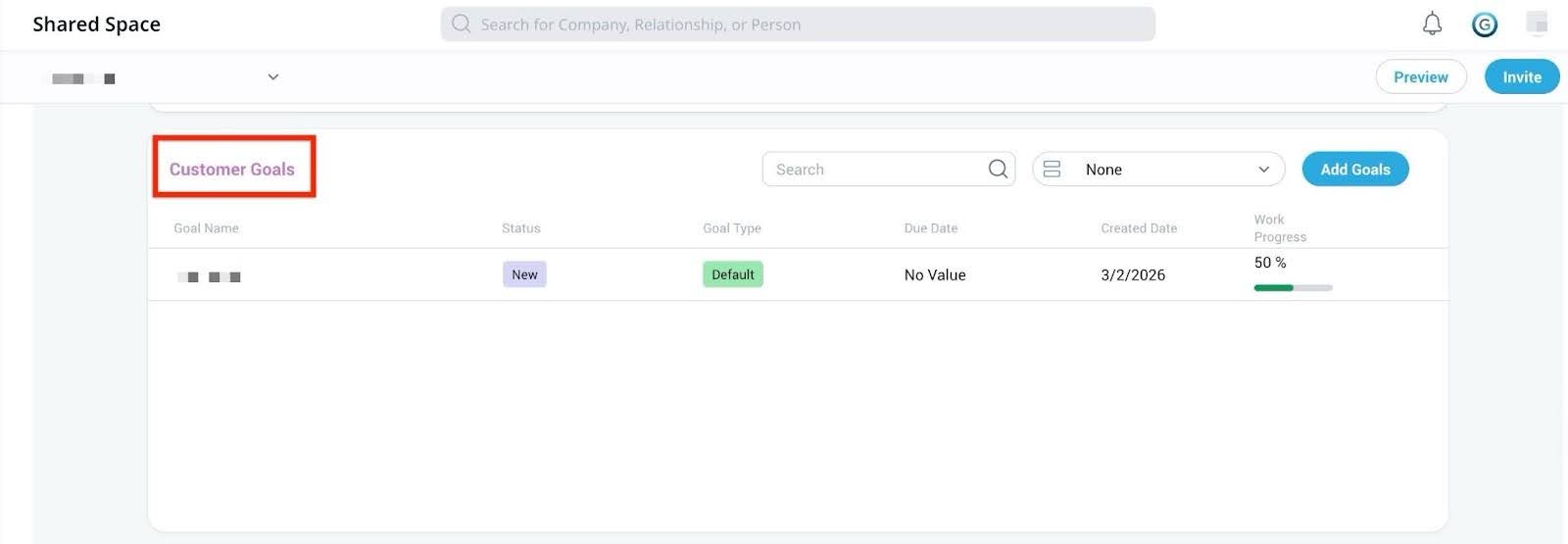 Add the Goals widget to Shared Spaces layouts
