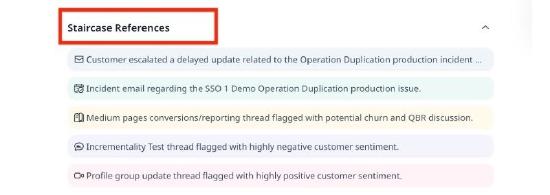 Displays relevant Ask Staircase references related to the query