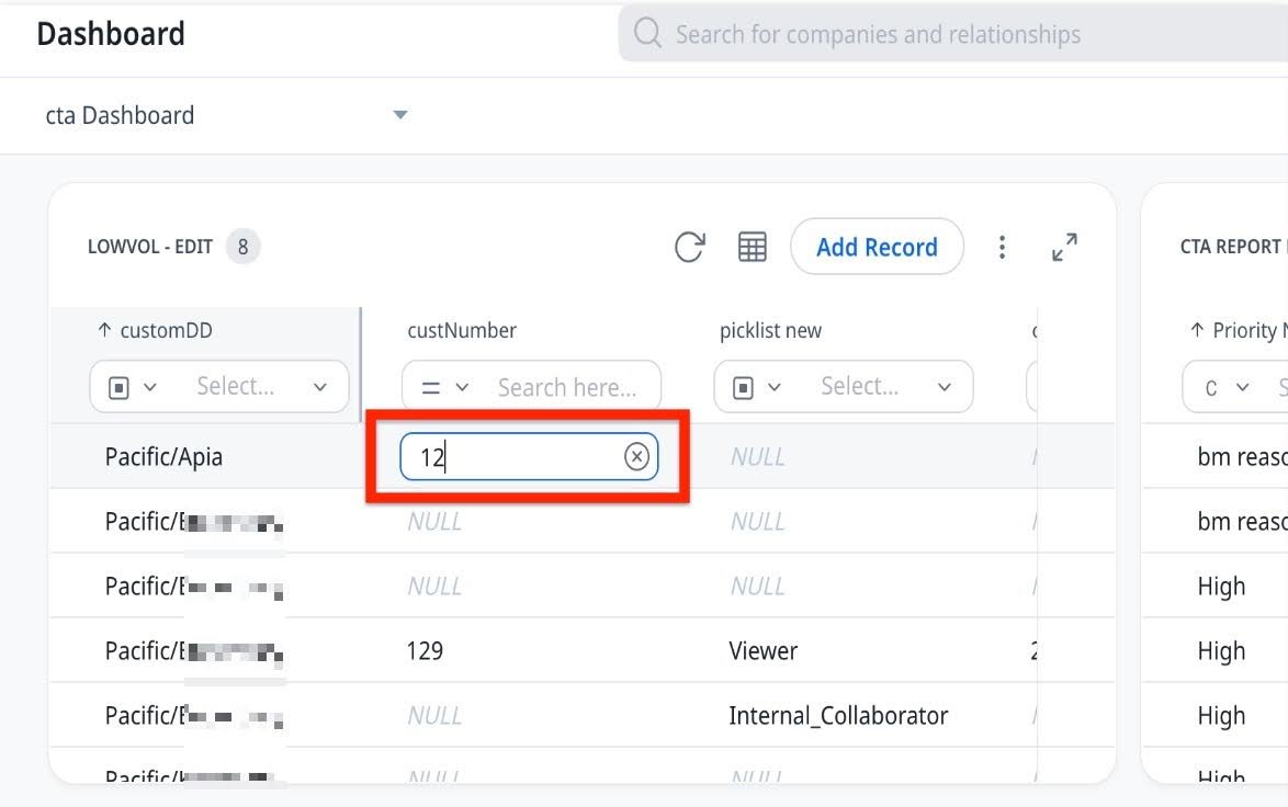  Can edit eligible Cockpit and Success Plan fields directly from the Reports and Dashboard widgets
