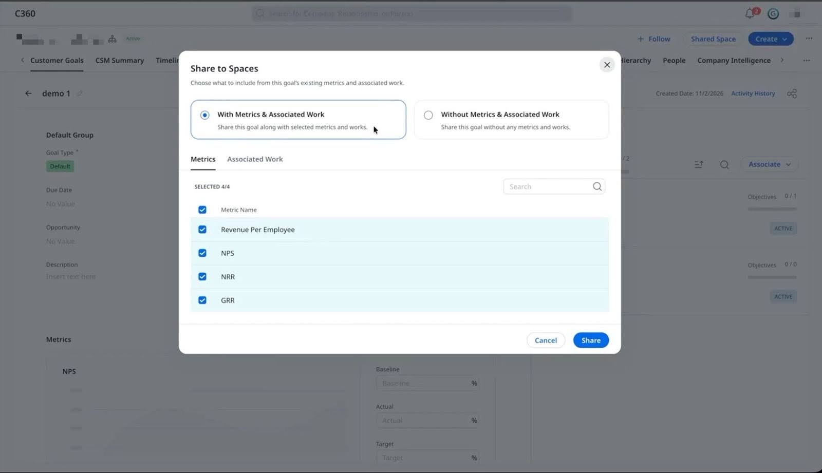 Customer Goals widget helps CSMs