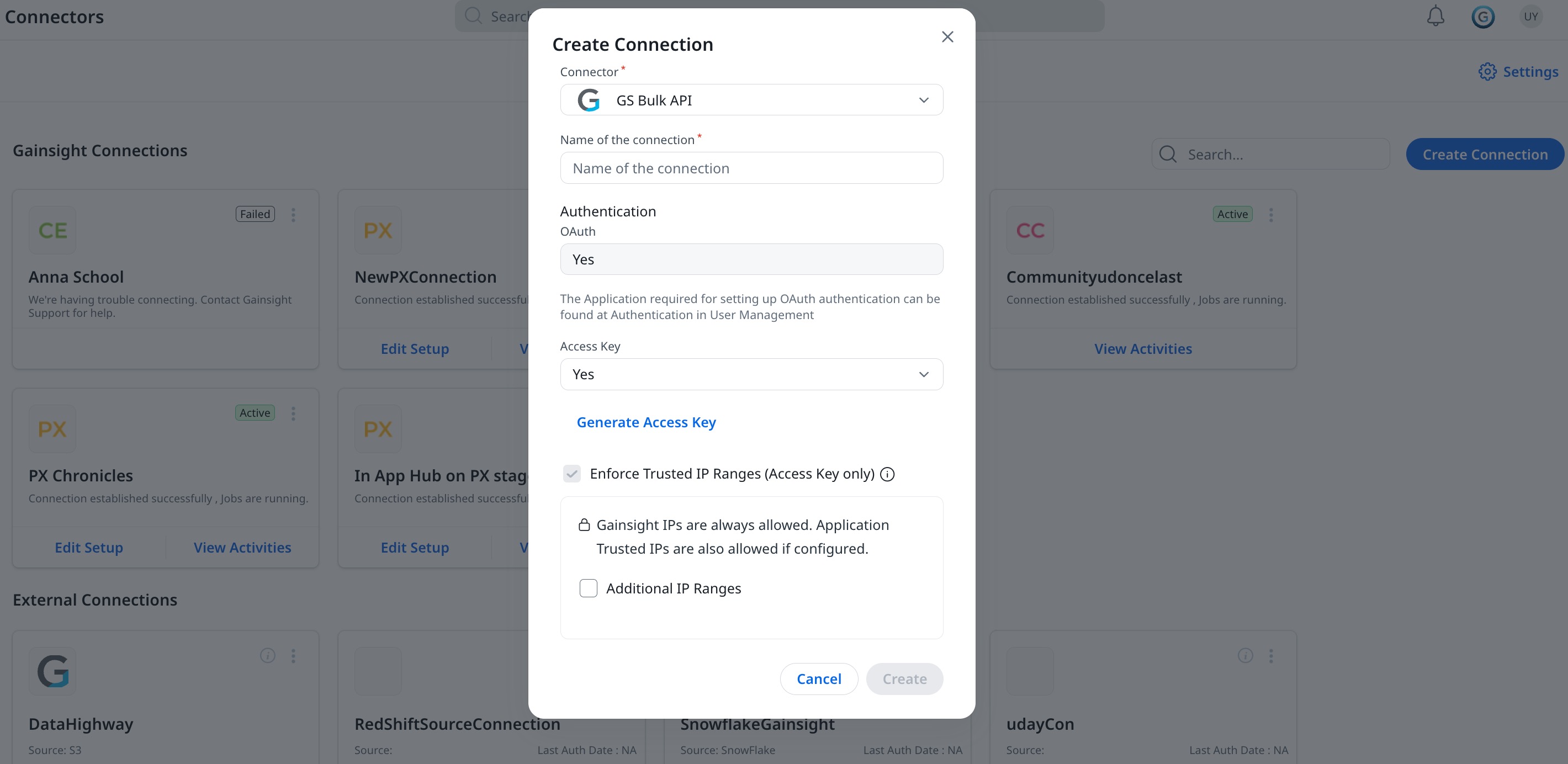 Bulk API Connection with Trusted IP range