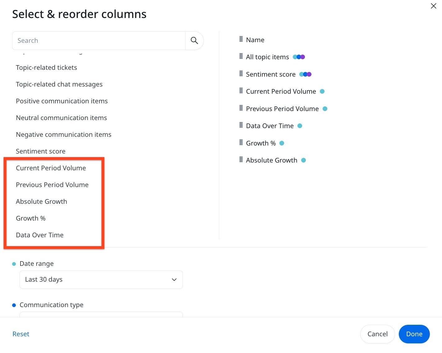 Select and reorder columns.