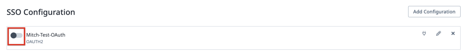 Activate or deactivate SSO configuration