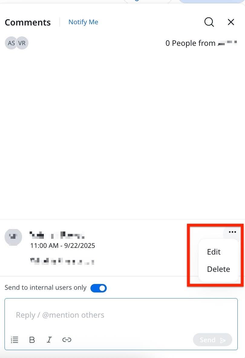 You can edit or delete your comments by clicking the appropriate option 