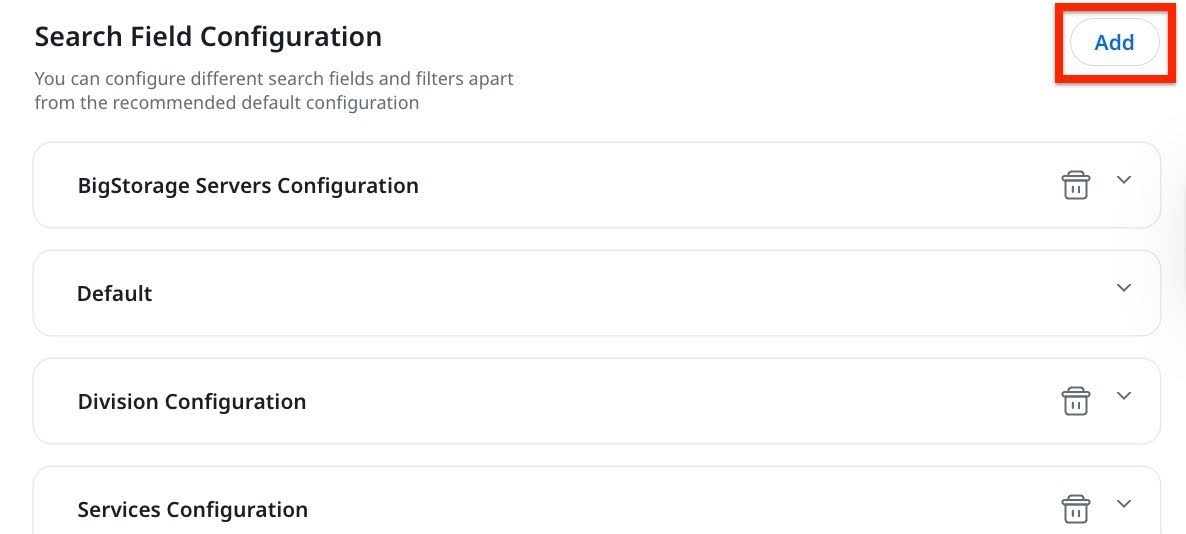 create and configure Search Field Configuration