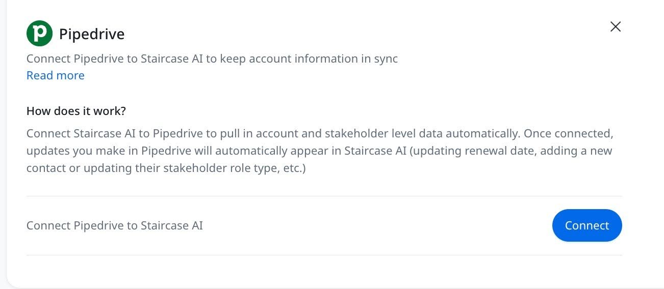 Connect option in Pipedrive.