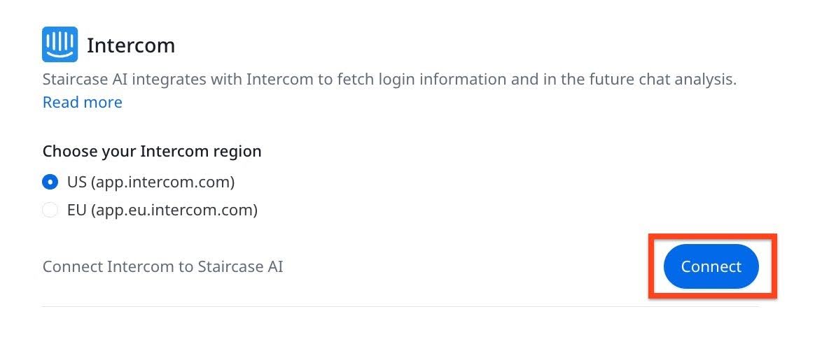 Connect option in Intercom.