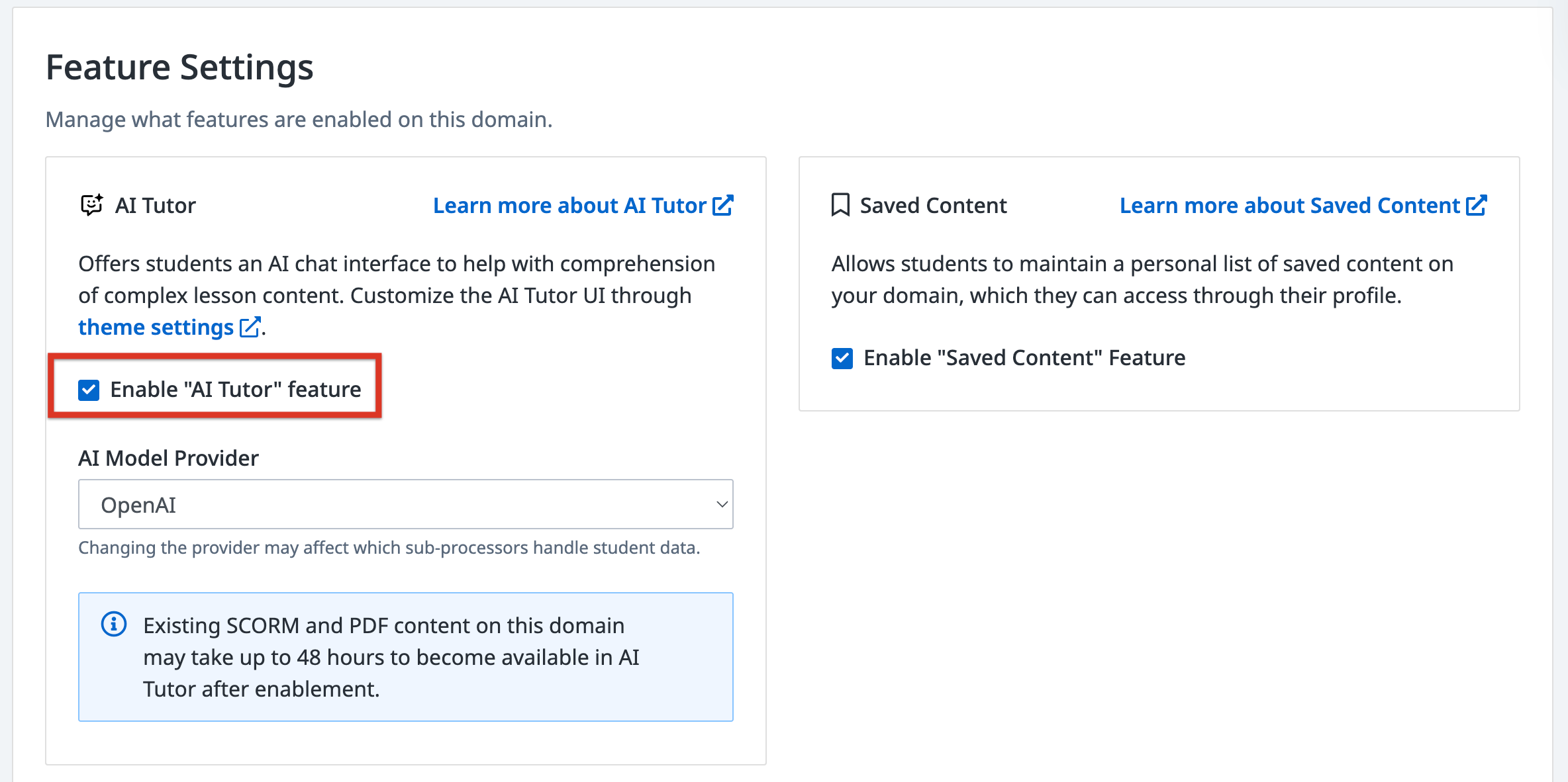 AI Tutor button enabled button is displayed